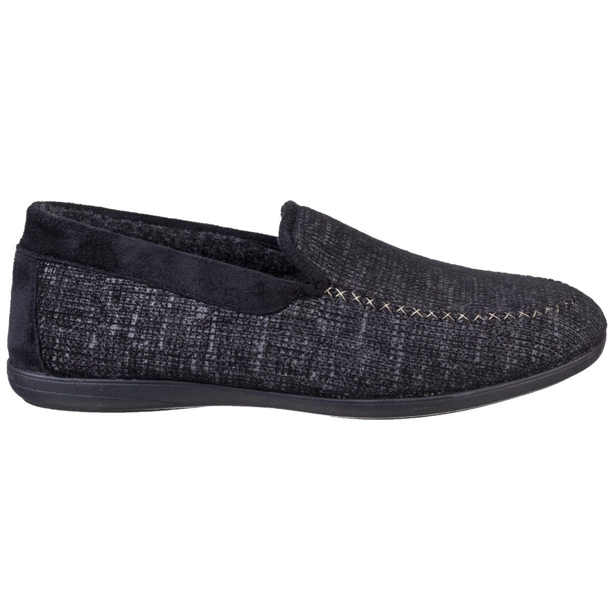 Cotswold Stanley Mens Black Loafer Slipper