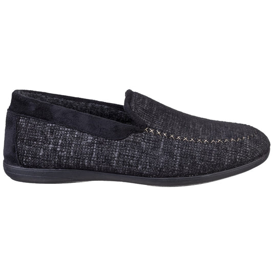 Cotswold Stanley Mens Black Loafer Slipper
