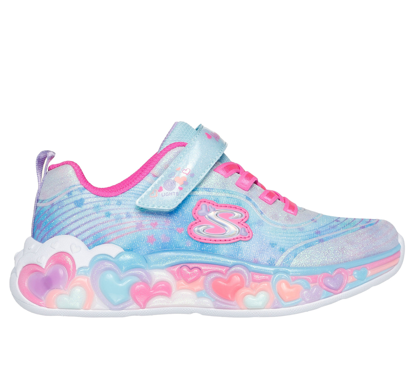 Skechers Eternal Heart Lights Girls Light Blue Multi Trainer
