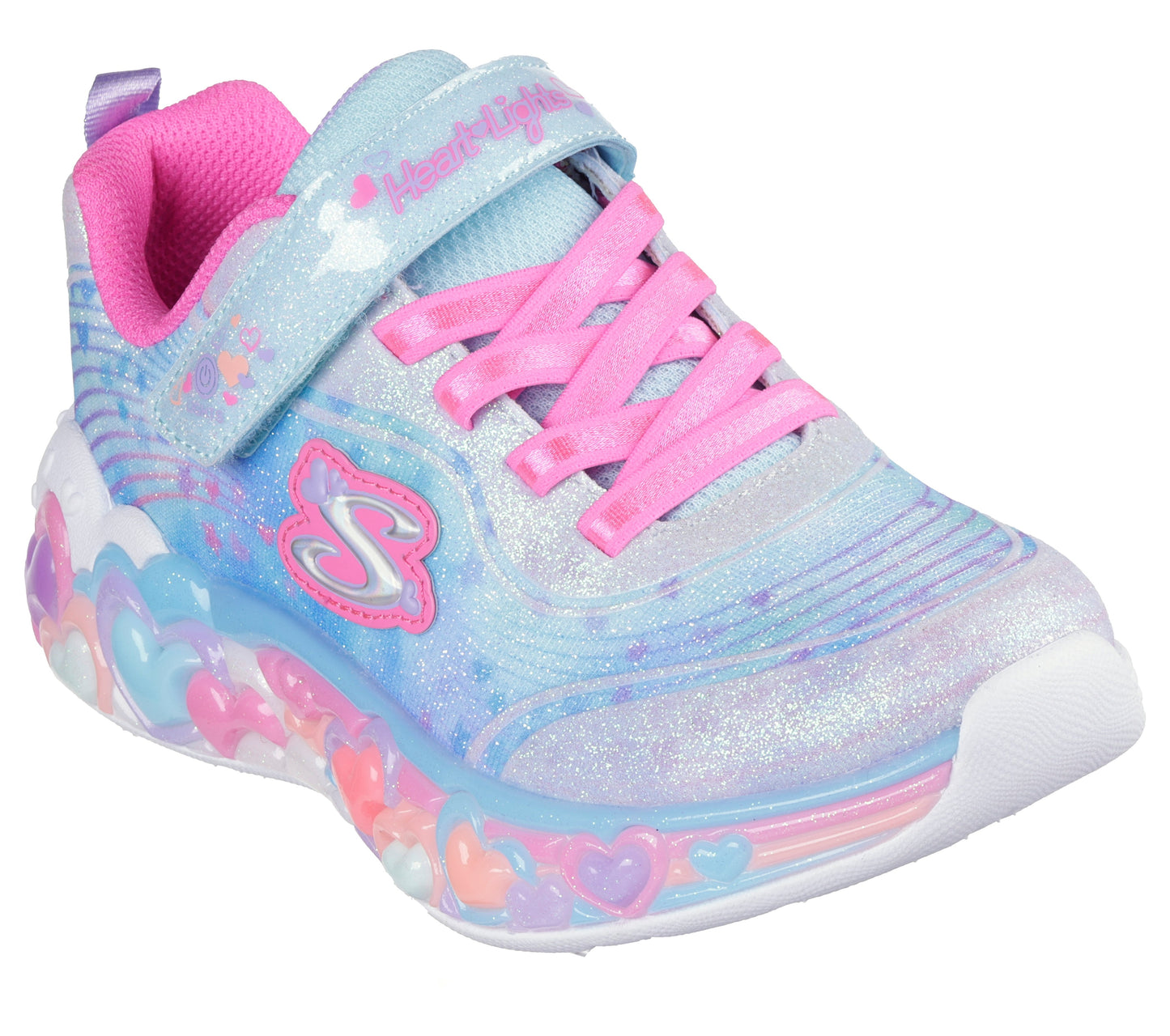 Skechers Eternal Heart Lights Girls Light Blue Multi Trainer