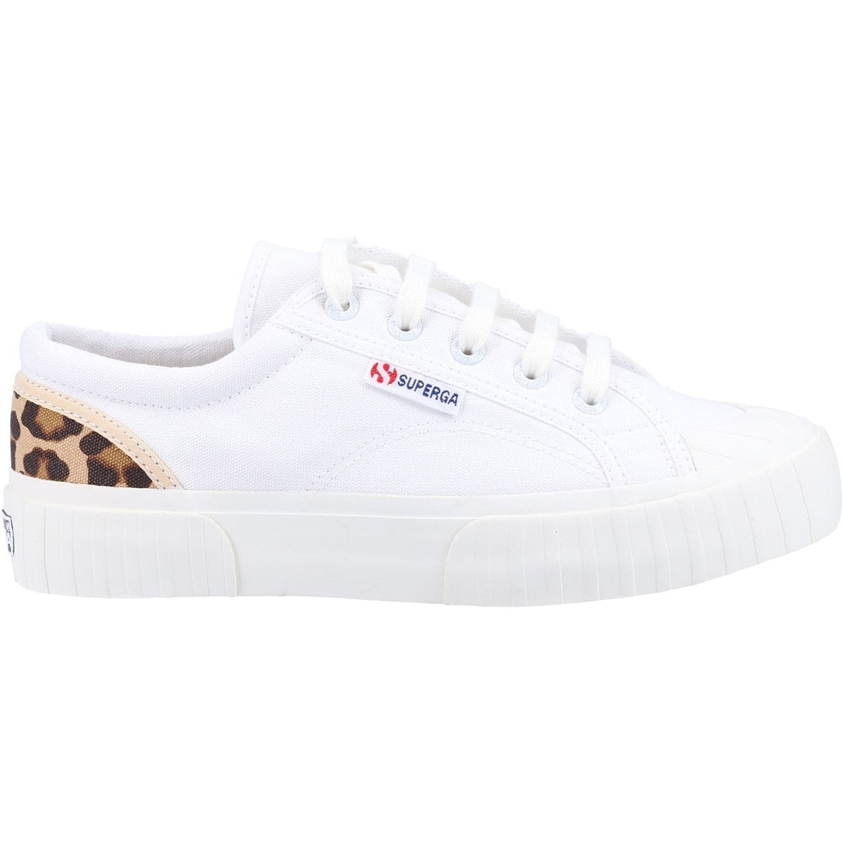 Superga 2630 Stripe Leopard Womens White Canvas Shoe