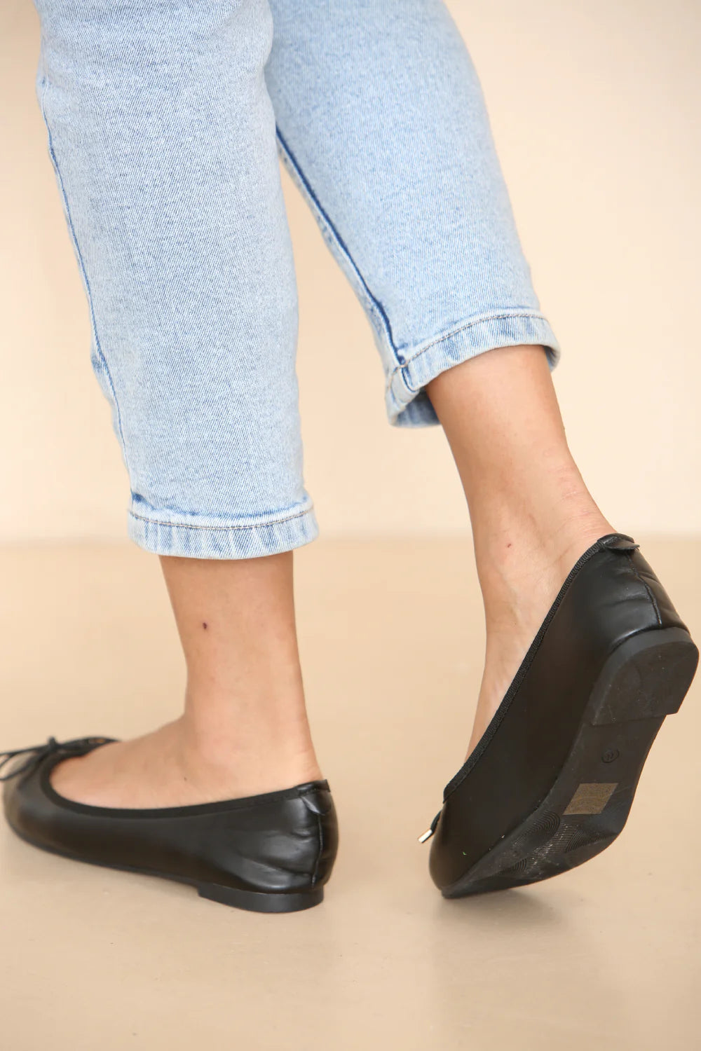 Ballet Flats Womens Black Bow Shoe