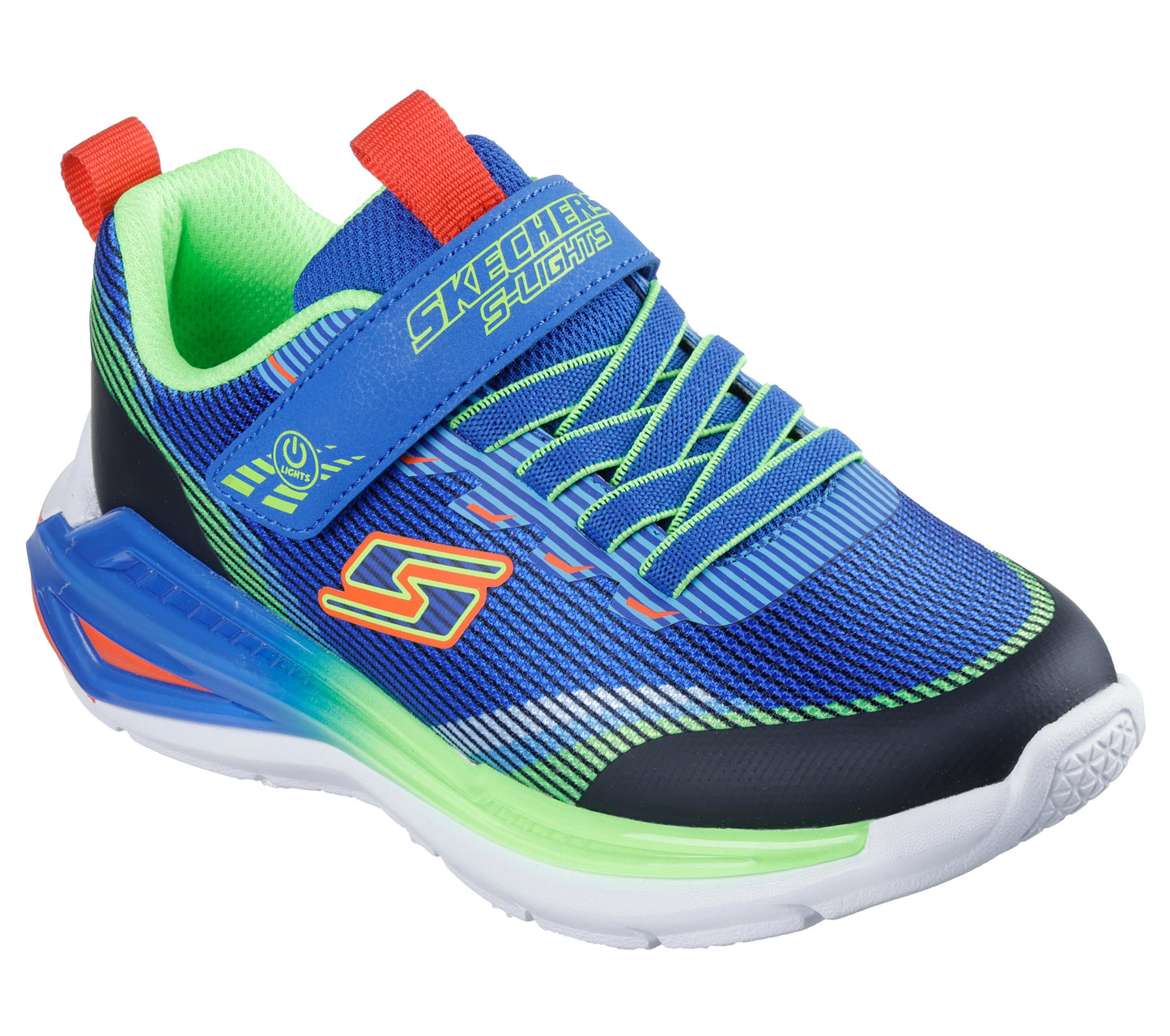Skechers S Lights Trinamics Boys Blue Multi Light Up Trainer