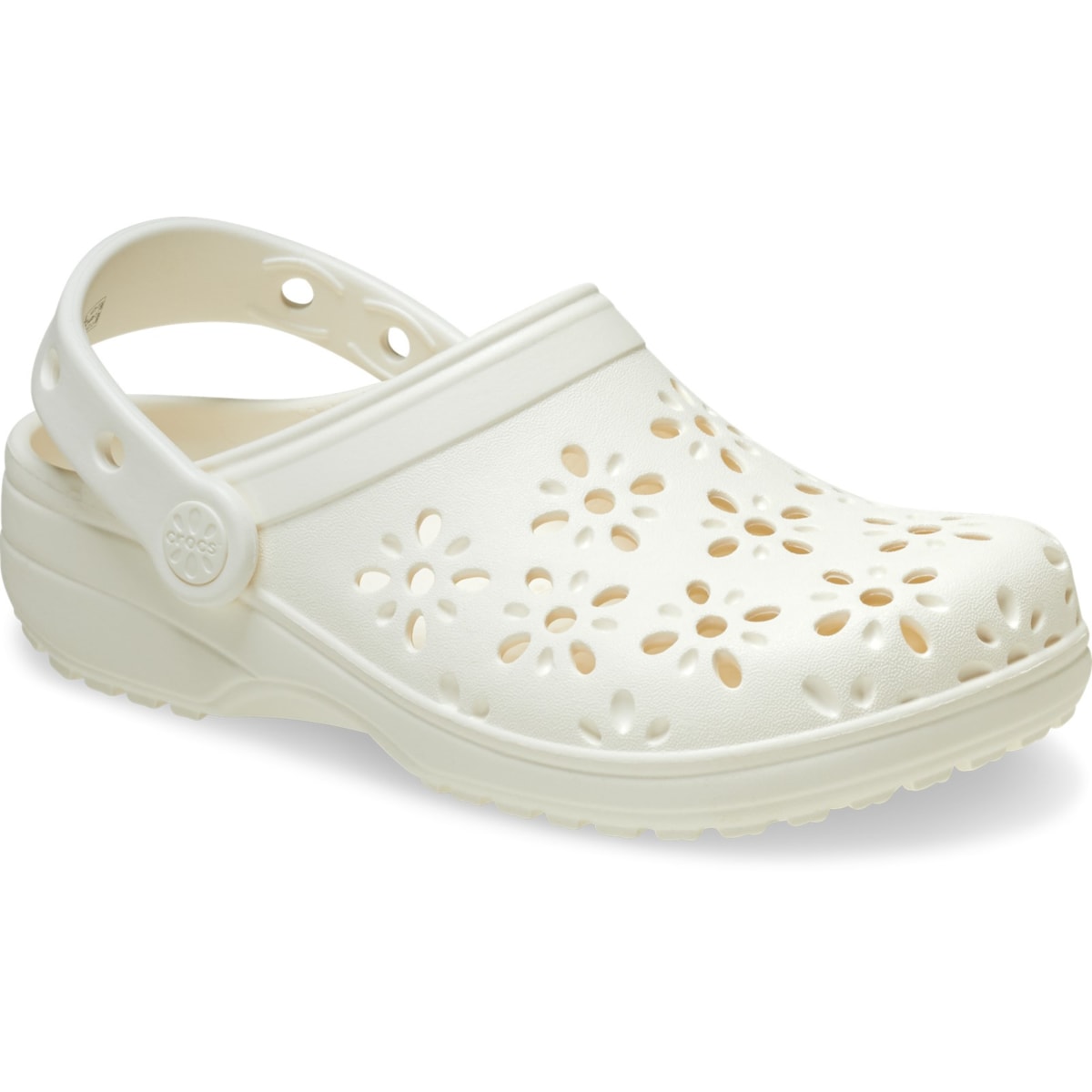 Crocs Classic Floral Cut Out Clog Womens Chalk Clog