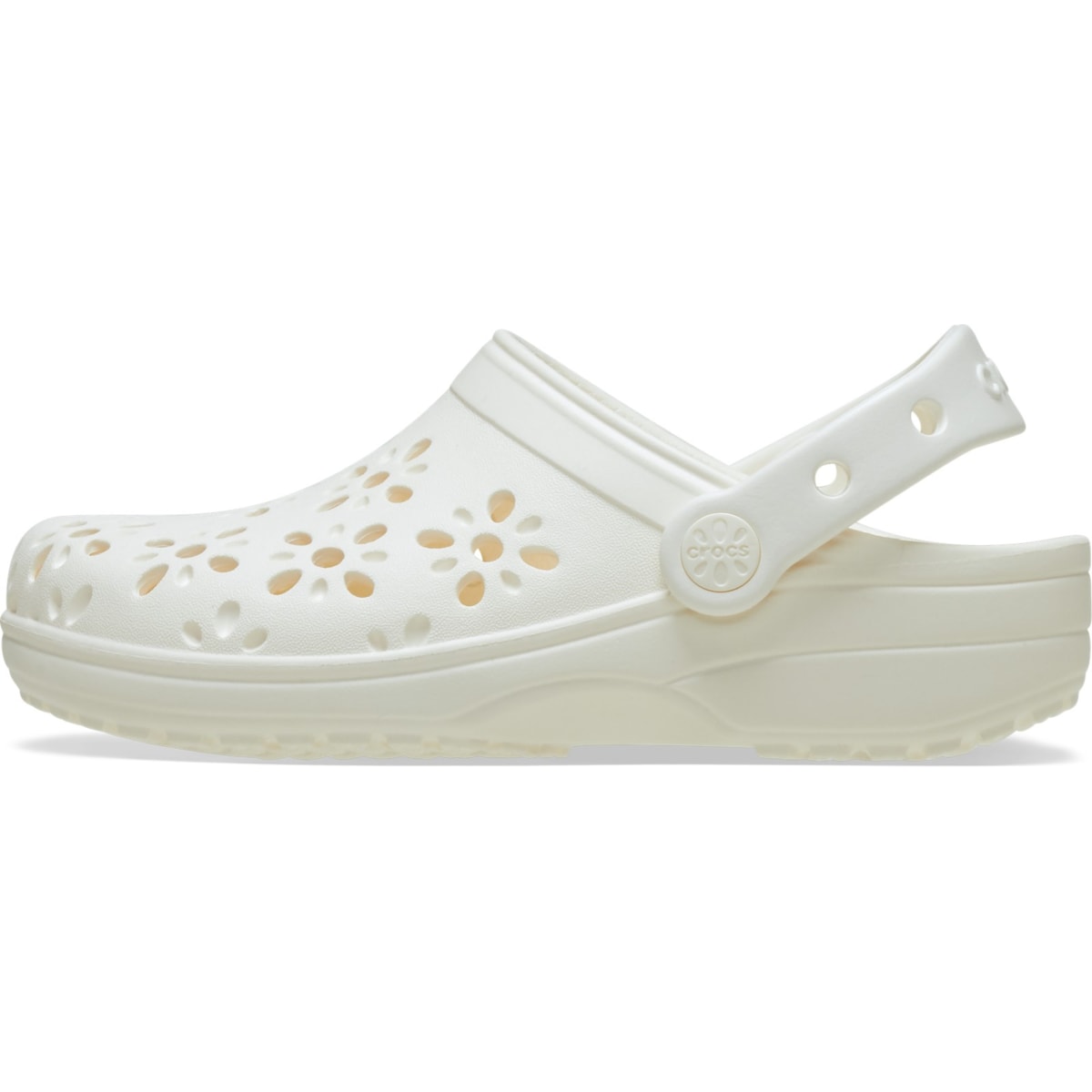 Crocs Classic Floral Cut Out Clog Womens Chalk Clog