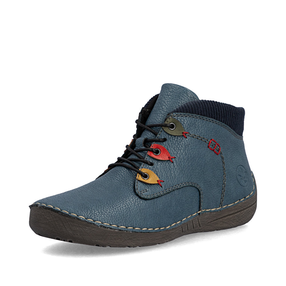 Rieker 5254414 Womens Blue Lace Ankle Boot