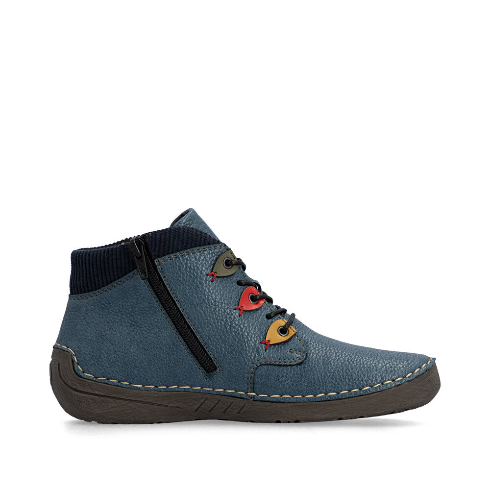 Rieker 5254414 Womens Blue Lace Ankle Boot