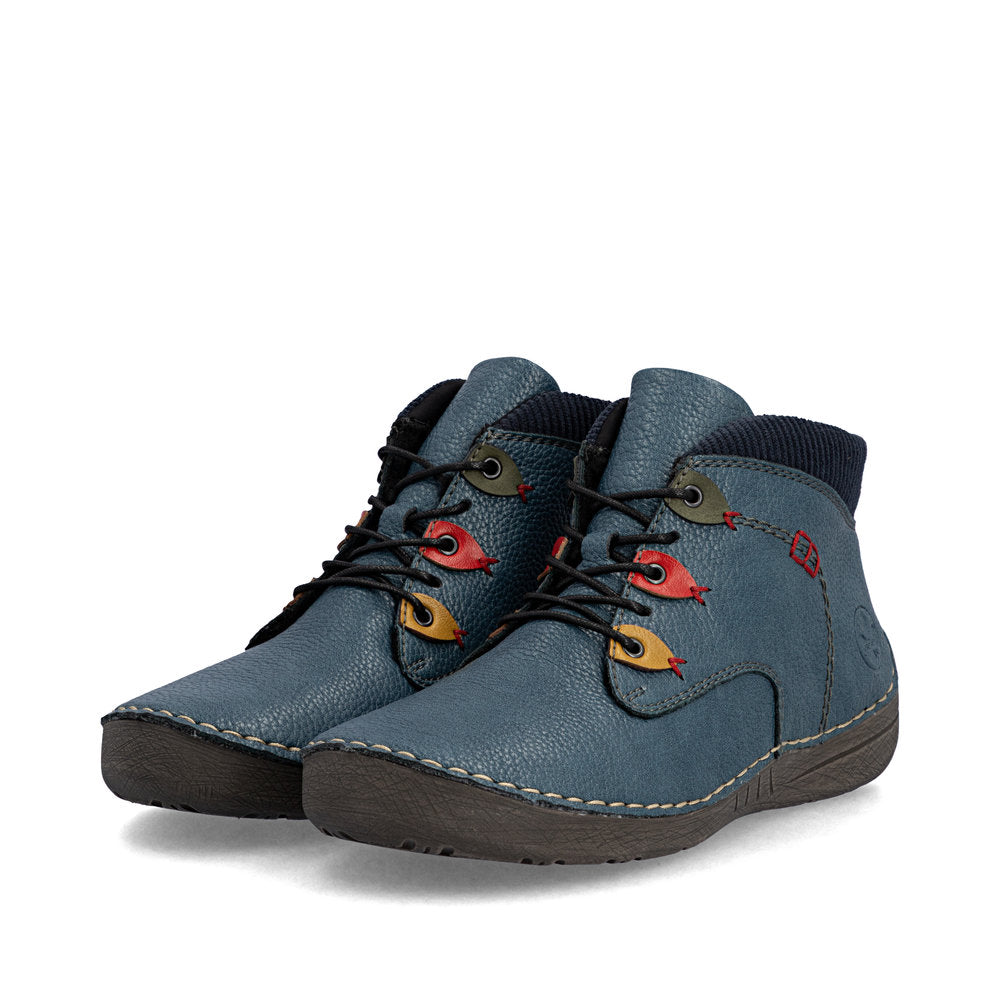 Rieker 5254414 Womens Blue Lace Ankle Boot
