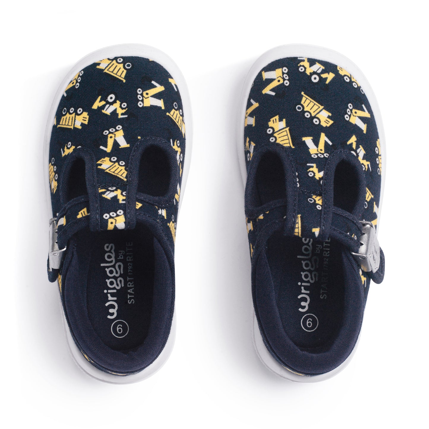Start Rite Wiggle Diggers Boys Navy Canvas T-Bar Shoe