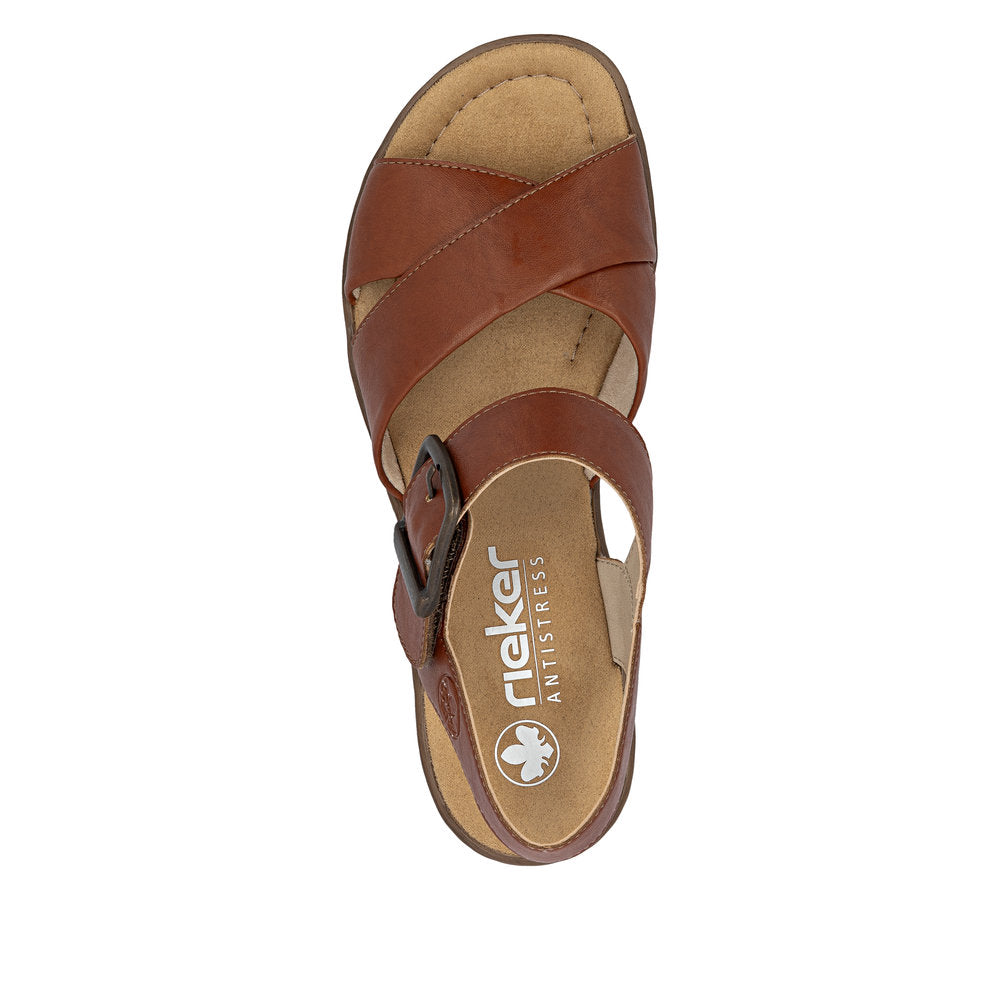 Rieker 6379522 Womens Tan Wedge Sandal