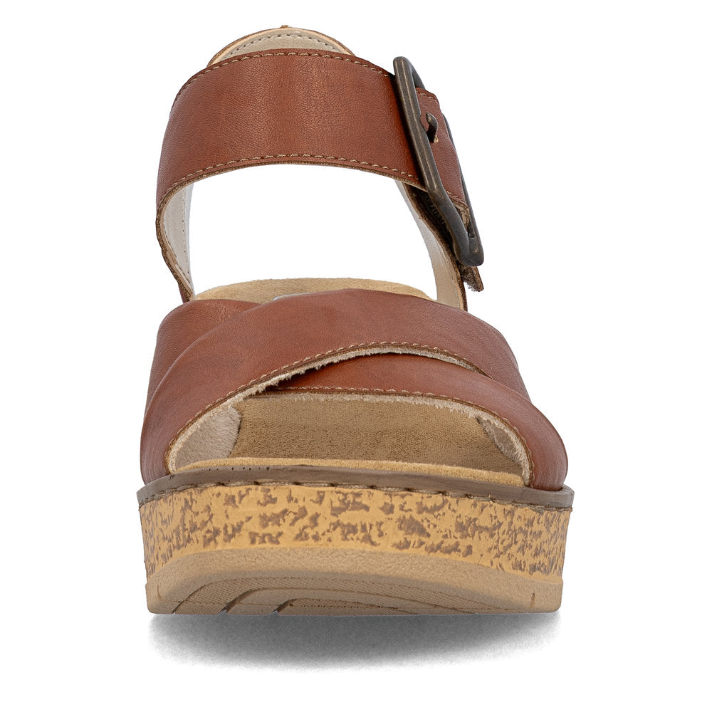 Rieker 6379522 Womens Tan Wedge Sandal