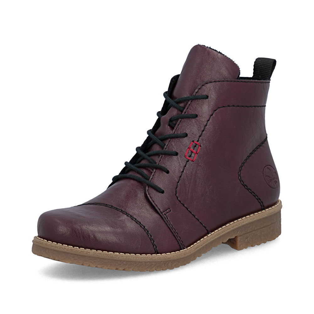 Rieker 7350030 Womens Wine Lace Ankle Boot