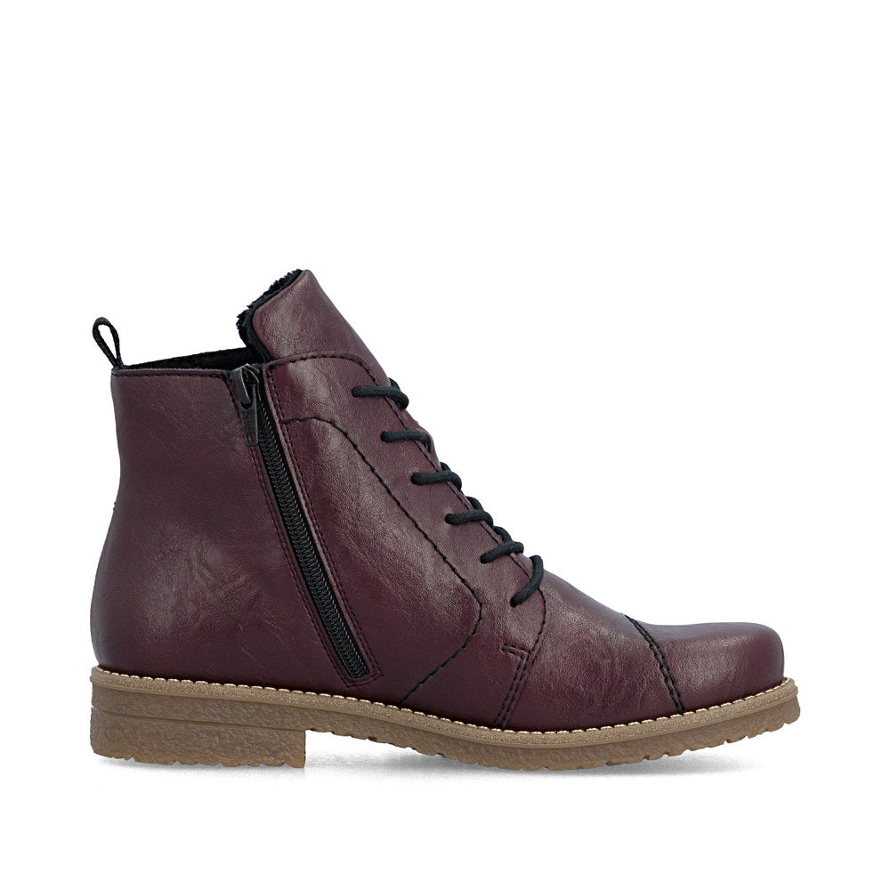 Rieker 7350030 Womens Wine Lace Ankle Boot