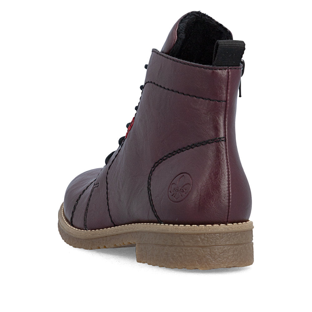 Rieker 7350030 Womens Wine Lace Ankle Boot