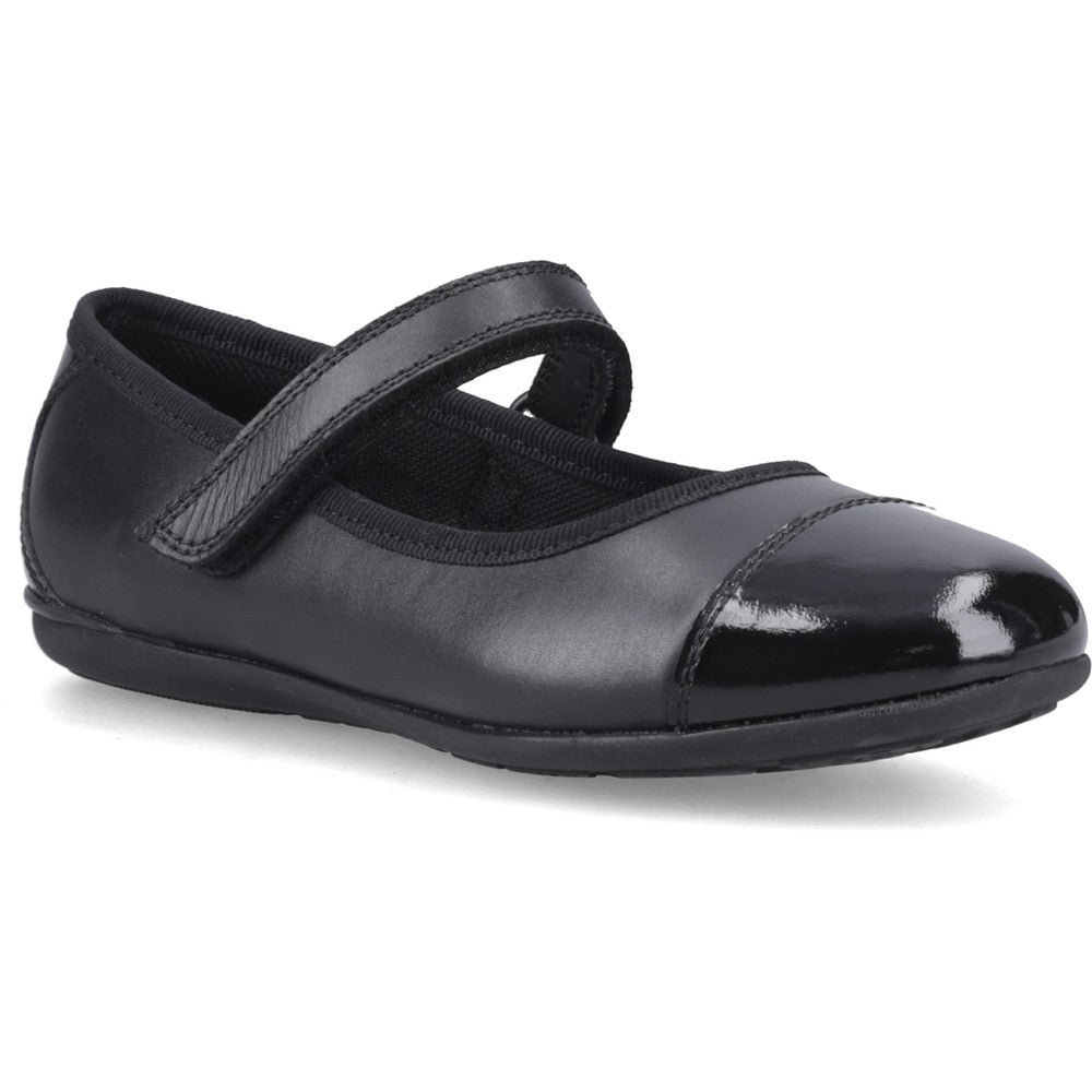 Hush Puppies Lottie Ballerina Girls Black School Shoe