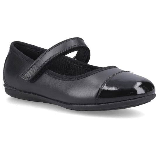 Hush Puppies Lottie Ballerina Girls Black School Shoe