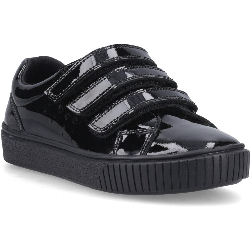 Hush Puppies Elsie Girls Black Patent School Shoe