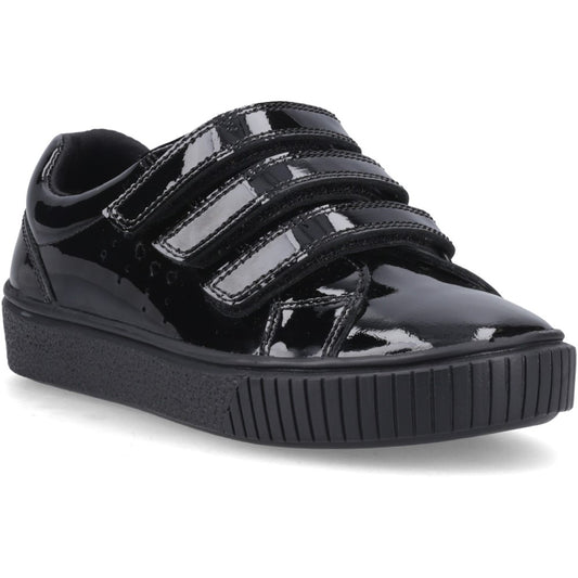Hush Puppies Elsie Girls Black Patent School Shoe