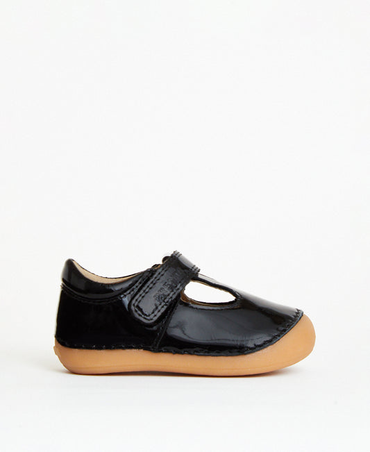 Prenta Atlas Girls Black Patent First Walker Shoe