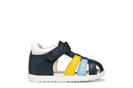 Geox Macchia Boys Navy Yellow Closed Toe Fisherman Sandal