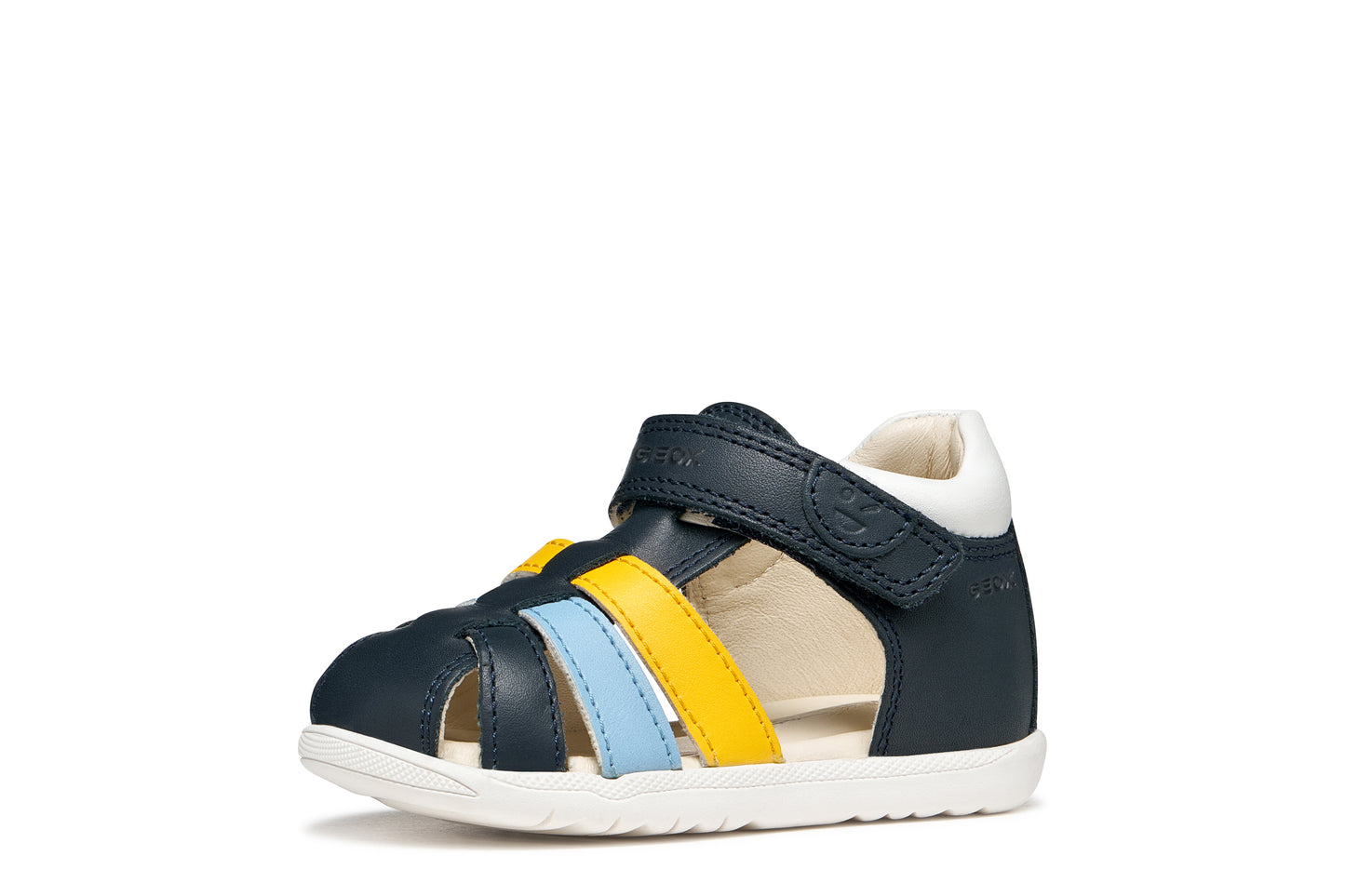 Geox Macchia Boys Navy Yellow Closed Toe Fisherman Sandal