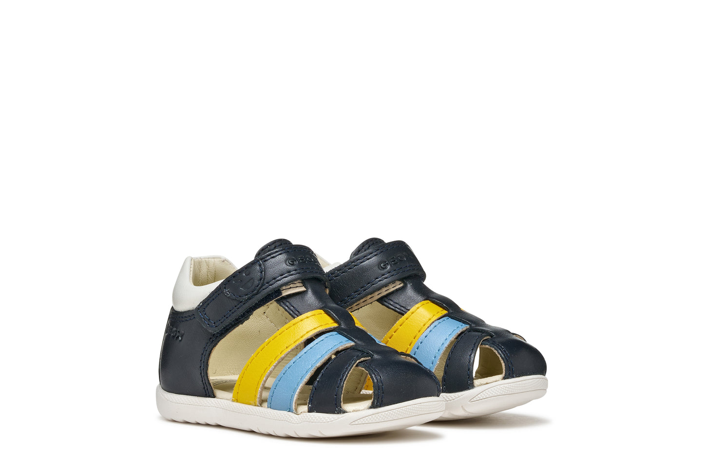 Geox Macchia Boys Navy Yellow Closed Toe Fisherman Sandal
