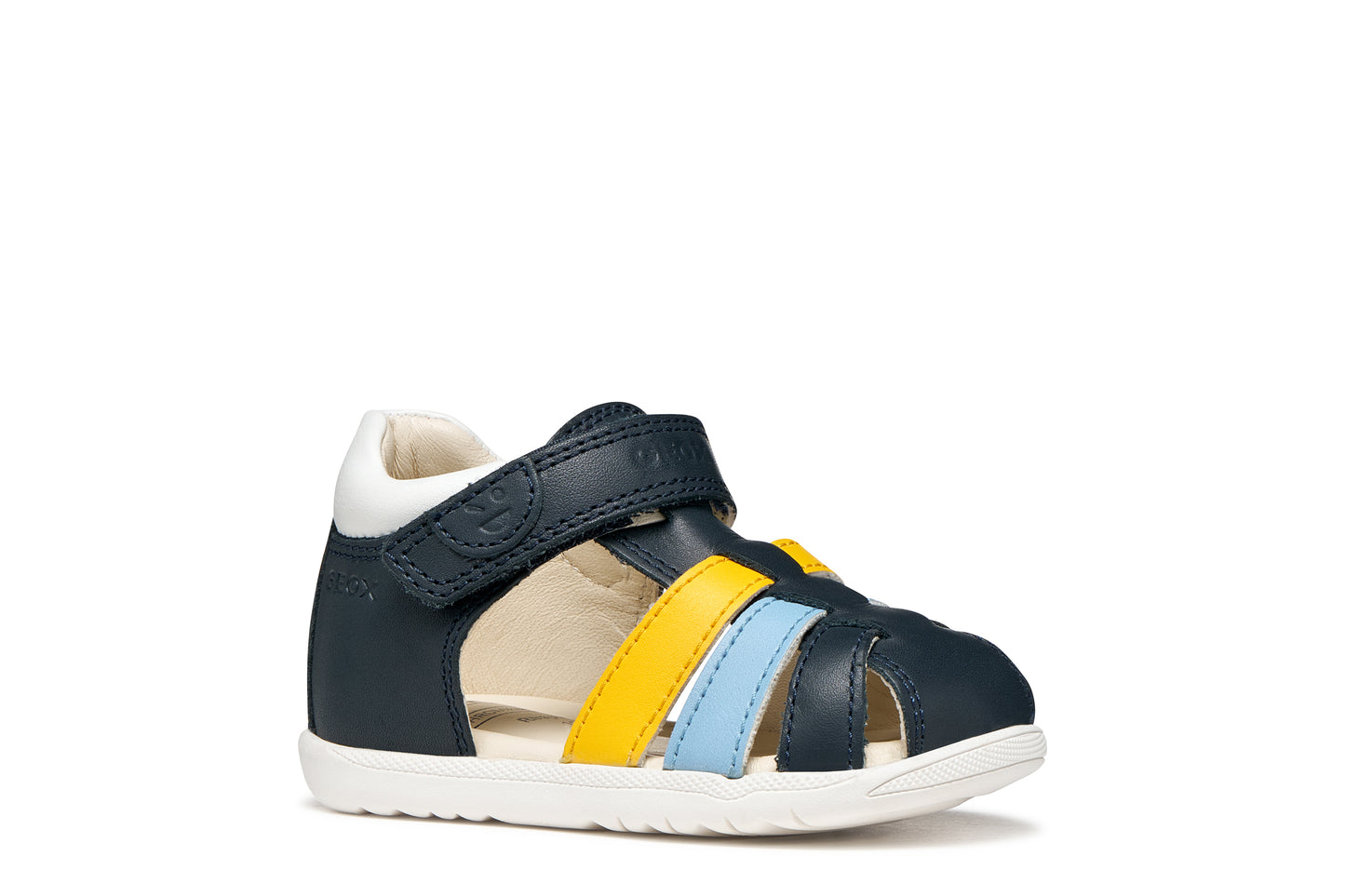 Geox Macchia Boys Navy Yellow Closed Toe Fisherman Sandal