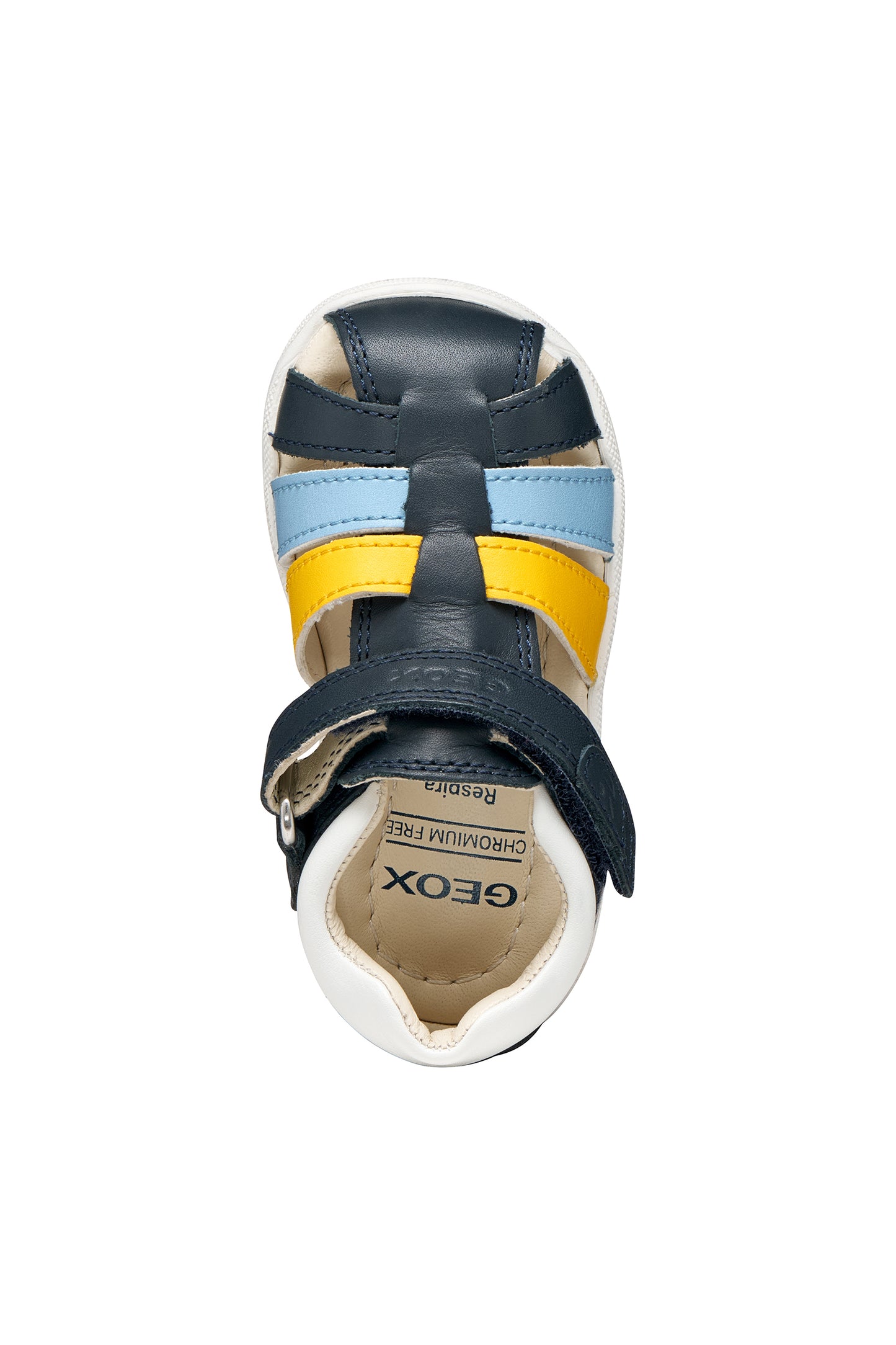 Geox Macchia Boys Navy Yellow Closed Toe Fisherman Sandal