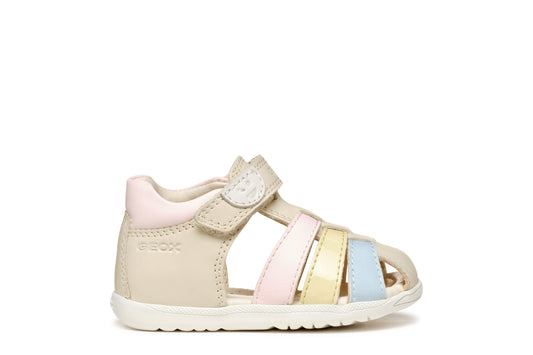 Geox Macchia Girls Ivory Yellow Closed Toe Fisherman Sandal