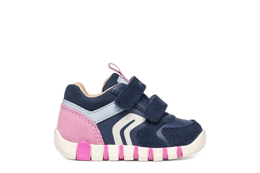 Geox Iupidoo Girls Navy Pink Trainer