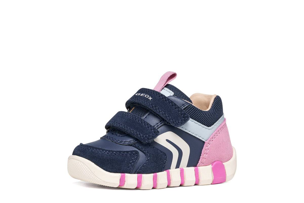 Geox Iupidoo Girls Navy Pink Trainer