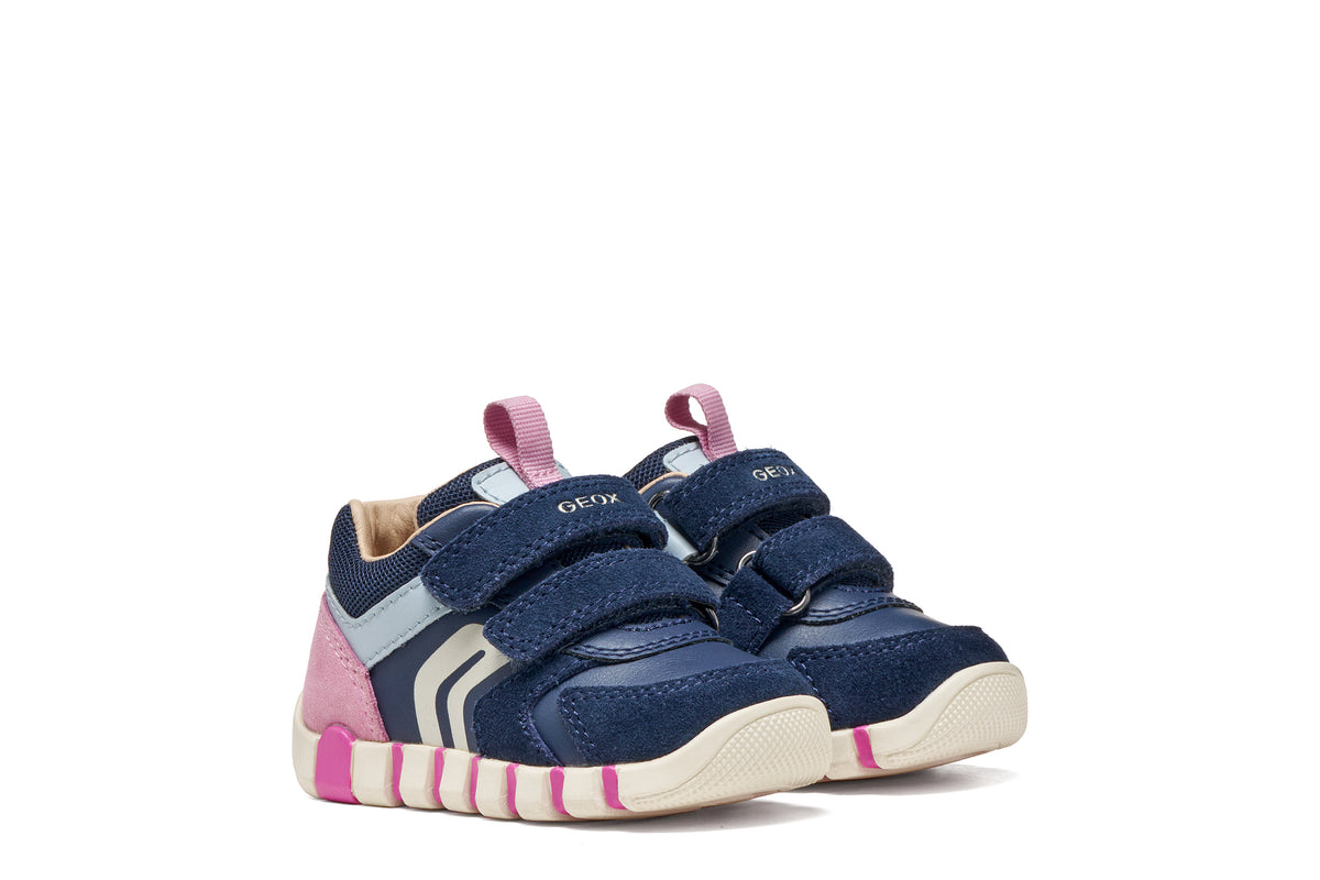 Geox Iupidoo Girls Navy Pink Trainer