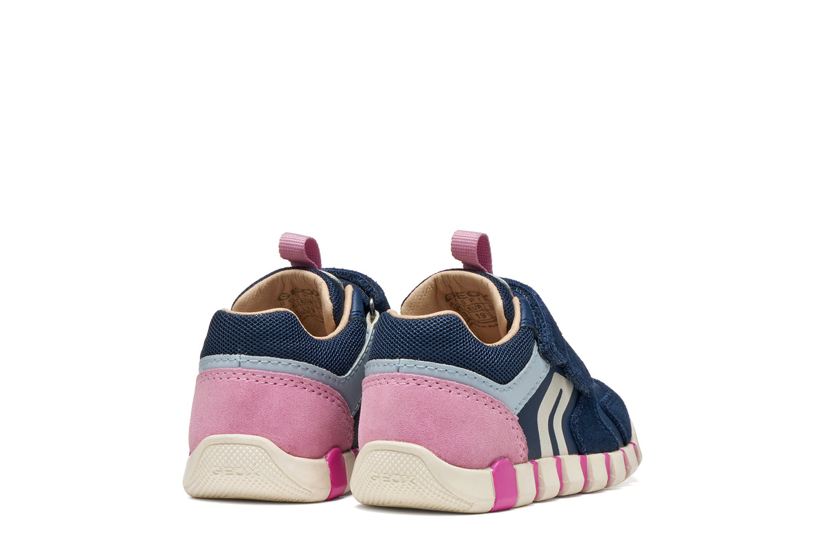Geox Iupidoo Girls Navy Pink Trainer
