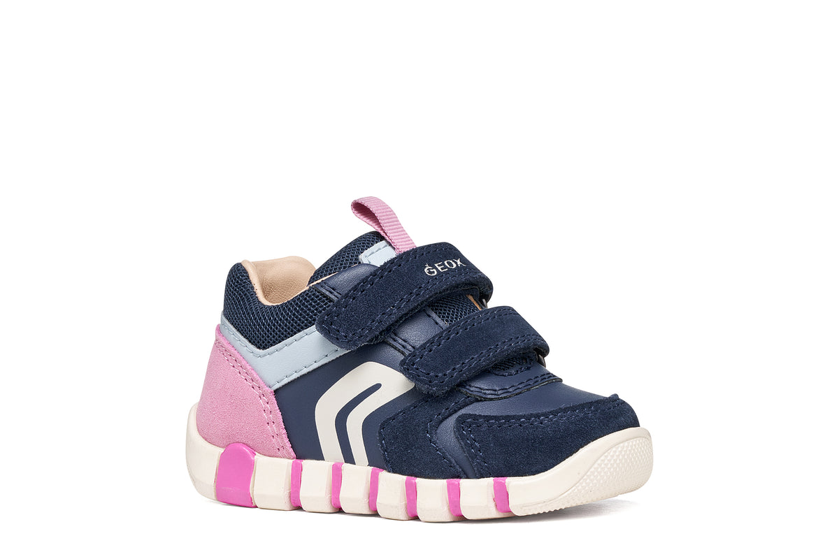 Geox Iupidoo Girls Navy Pink Trainer