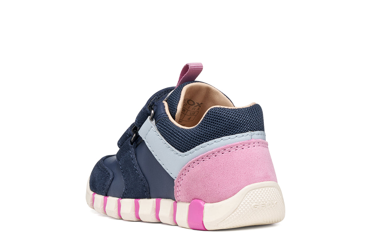 Geox Iupidoo Girls Navy Pink Trainer