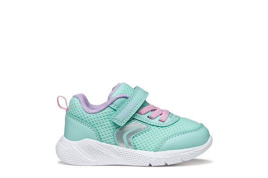Geox Sprintye Girls Toddler Turquoise Pink Trainer