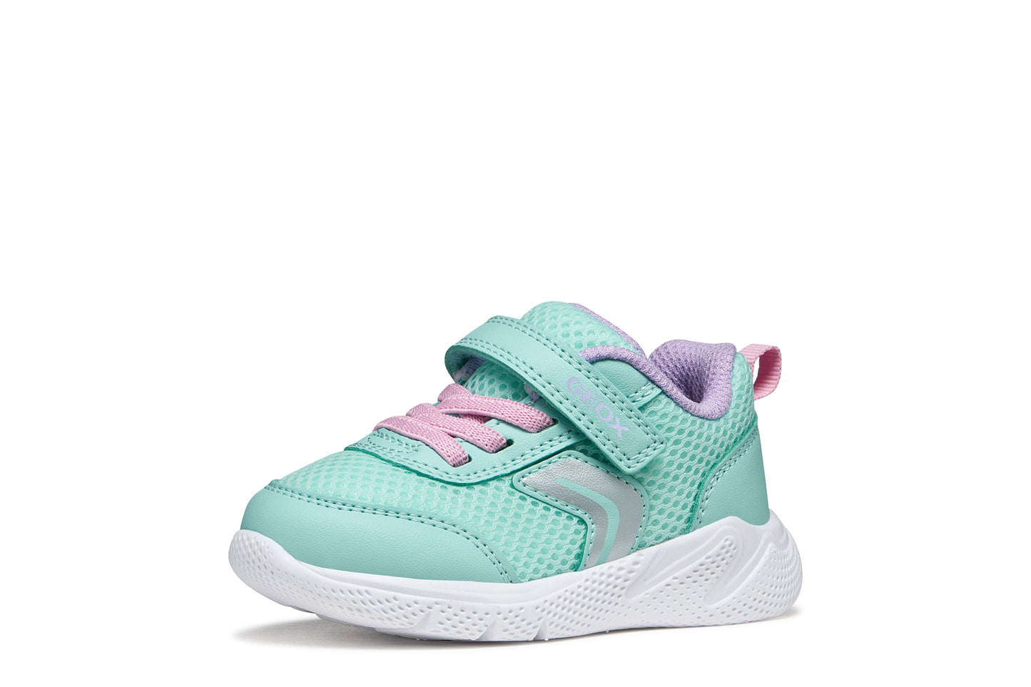 Geox Sprintye Girls Toddler Turquoise Pink Trainer