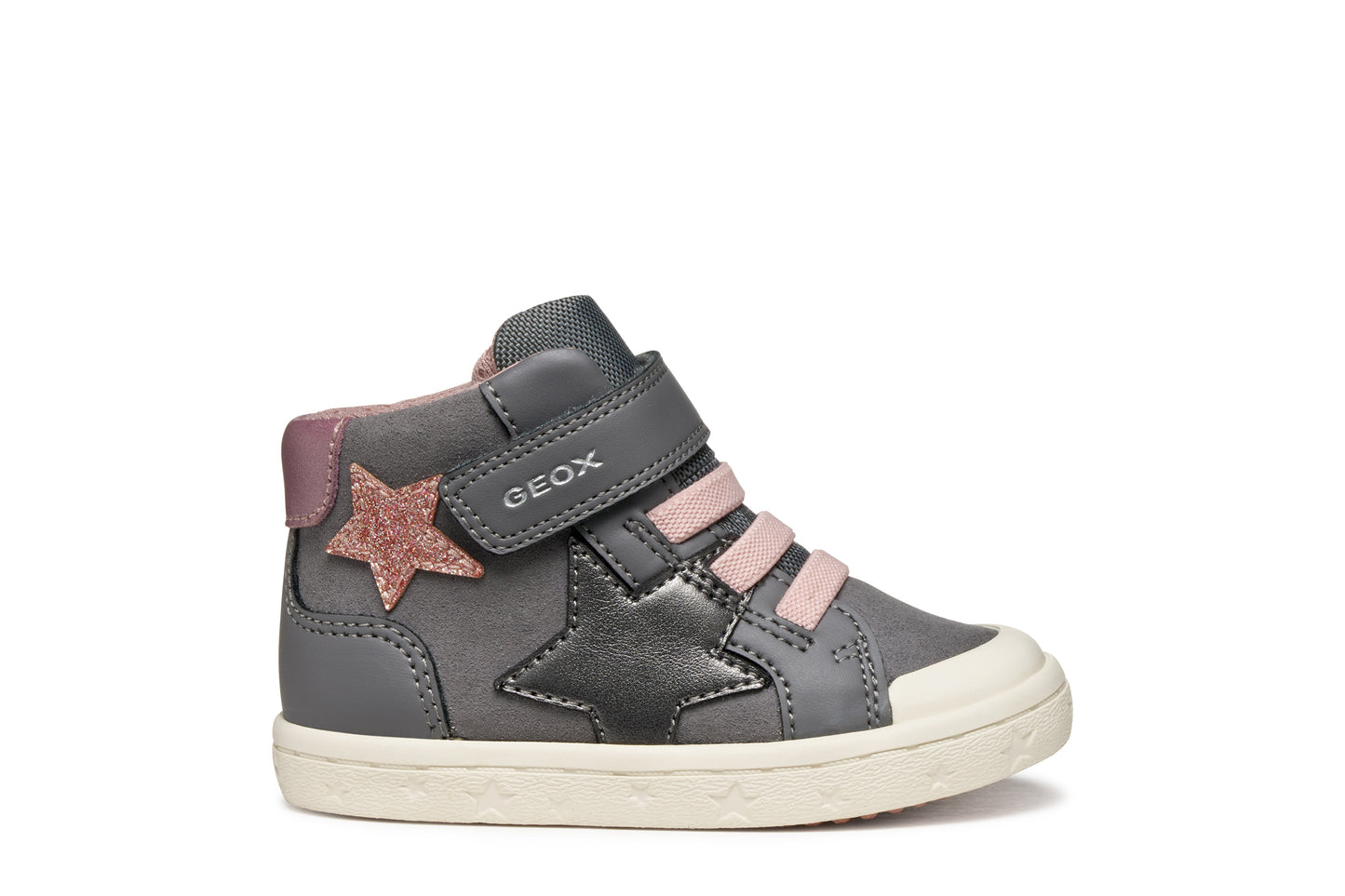 Geox Gisli Girls Grey Pink Star Ankle Boot