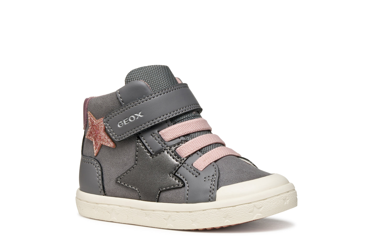 Geox Gisli Girls Grey Pink Star Ankle Boot