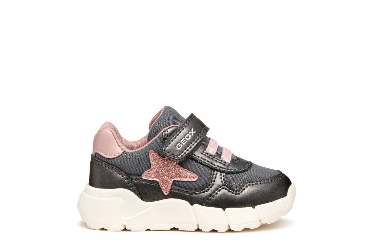 Geox Flexyper Mini Girls Grey Pink Trainer
