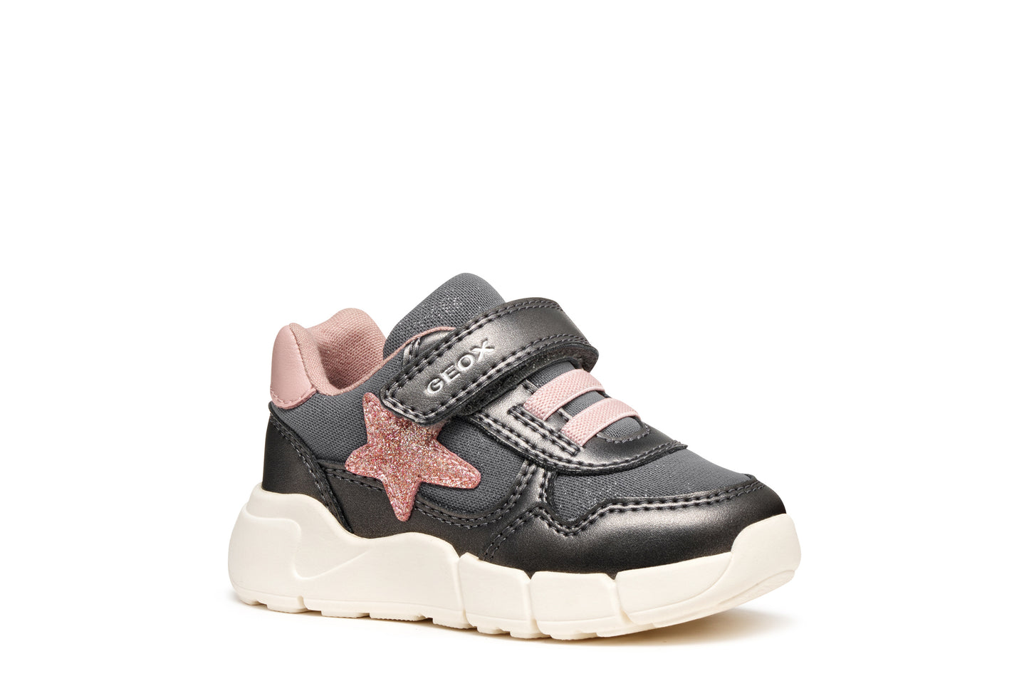 Geox Flexyper Mini Girls Grey Pink Trainer