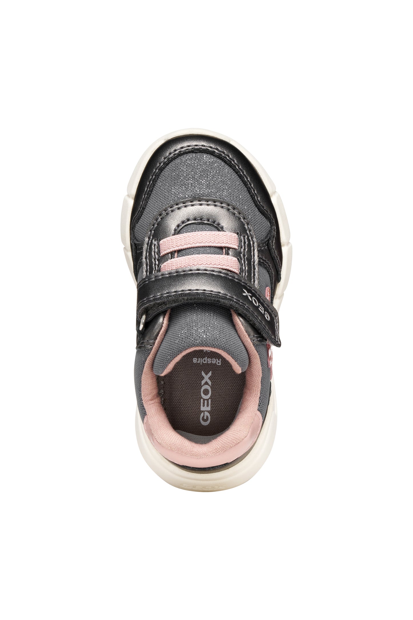 Geox Flexyper Mini Girls Grey Pink Trainer