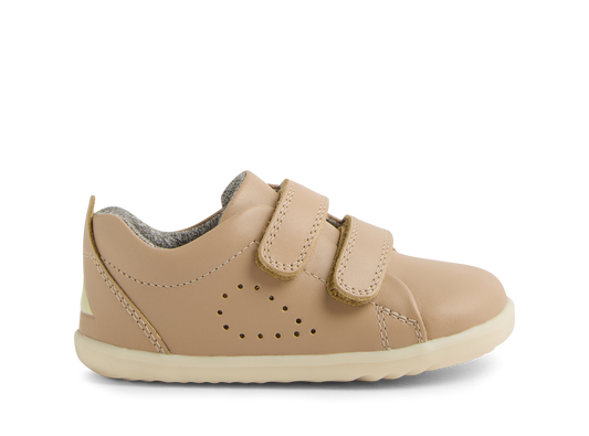 Bobux Grass Court Step Up Girls Warm Taupe Trainer