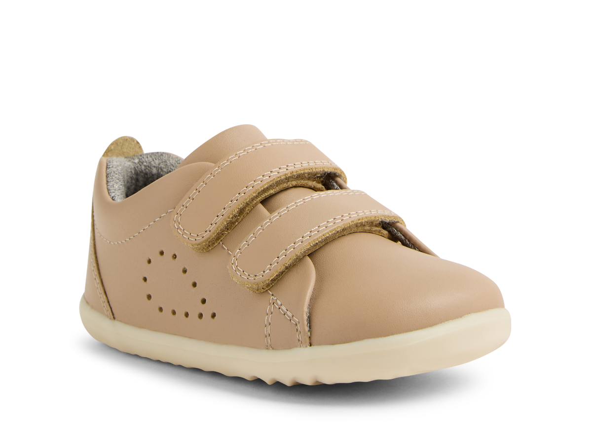 Bobux Grass Court Step Up Girls Warm Taupe Trainer