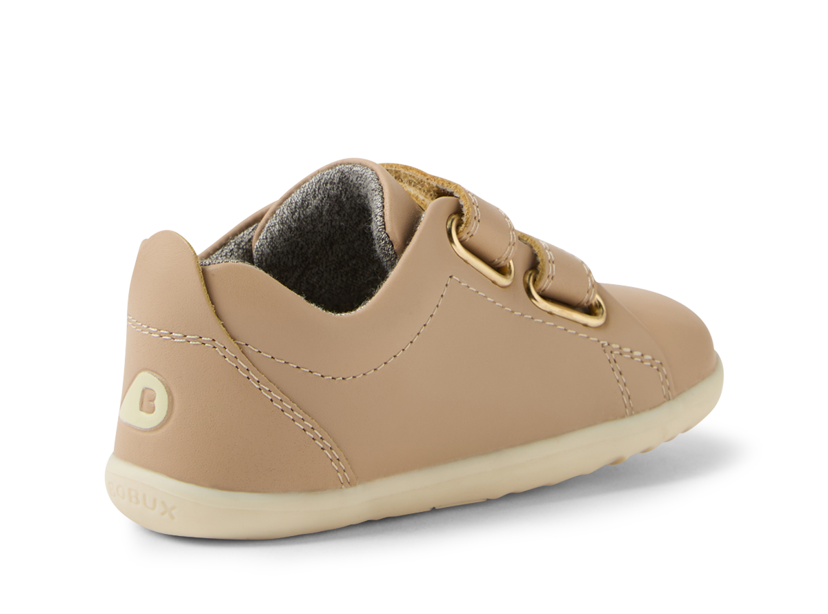 Bobux Grass Court Step Up Girls Warm Taupe Trainer