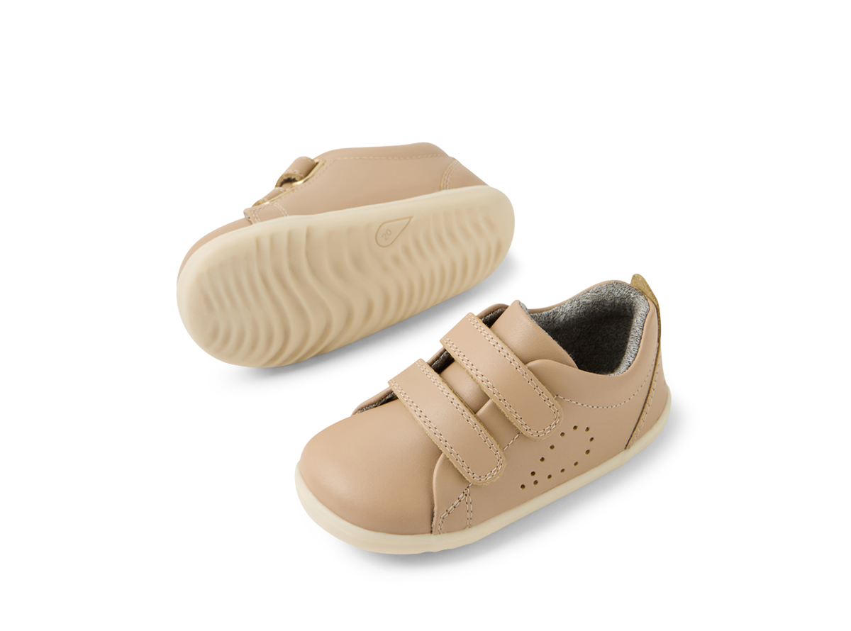 Bobux Grass Court Step Up Girls Warm Taupe Trainer