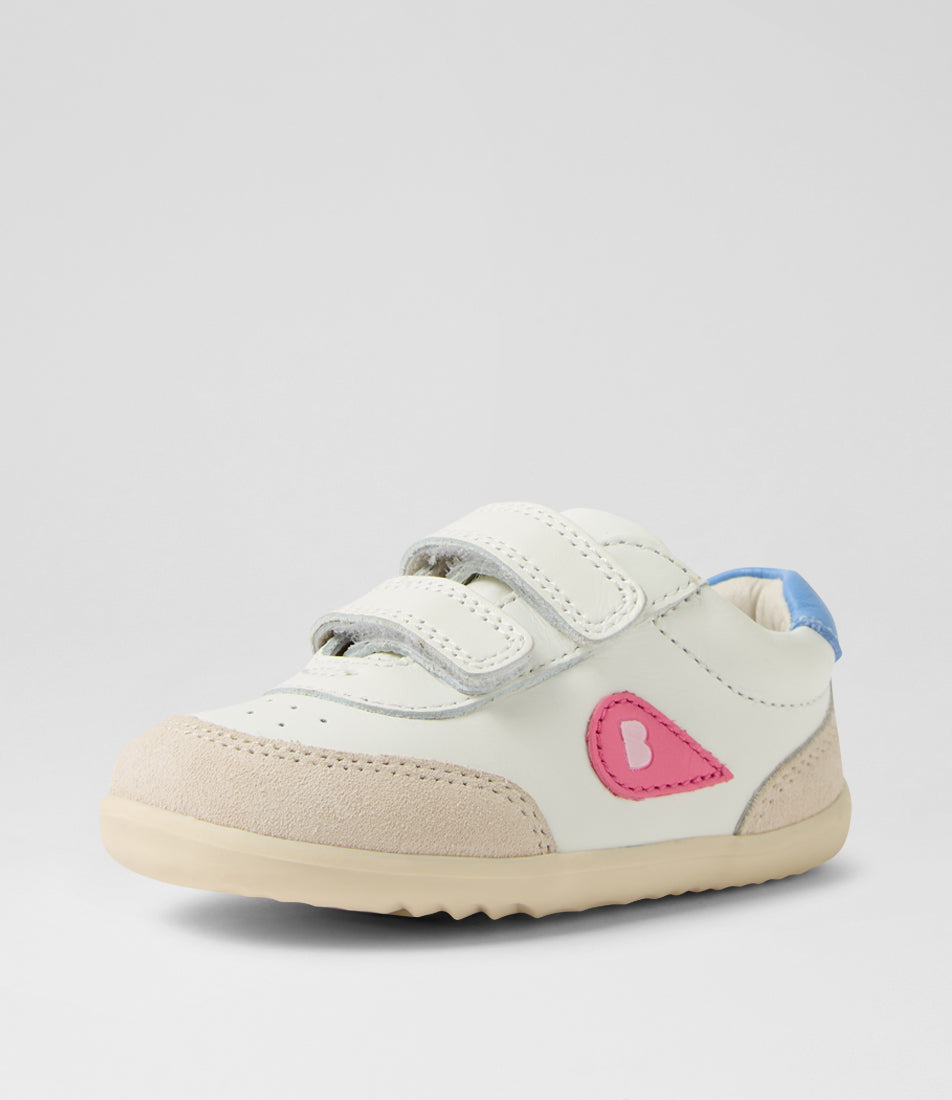 Bobux Champ Step Up Girls White Pink Trainer