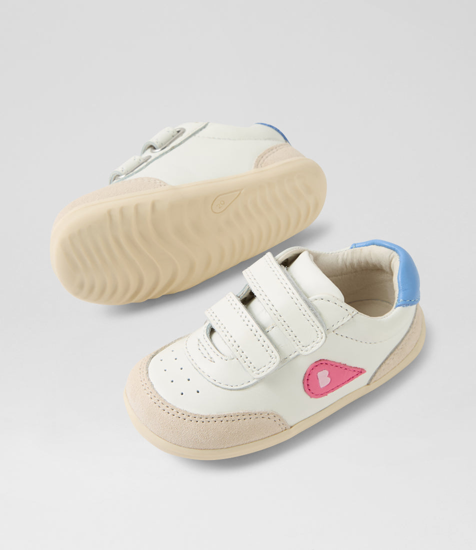 Bobux Champ Step Up Girls White Pink Trainer