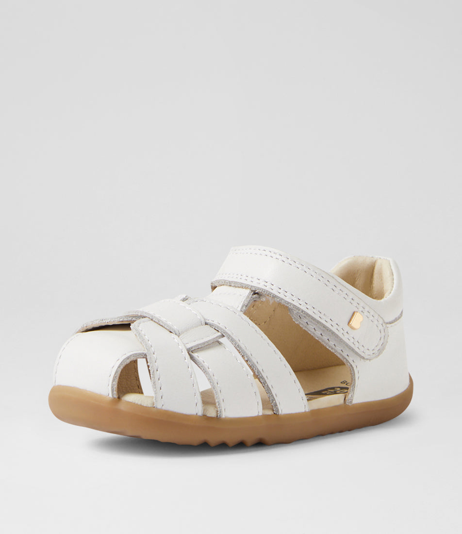 Bobux Skip Twist Step Up Girls White Closed Toe Sandal