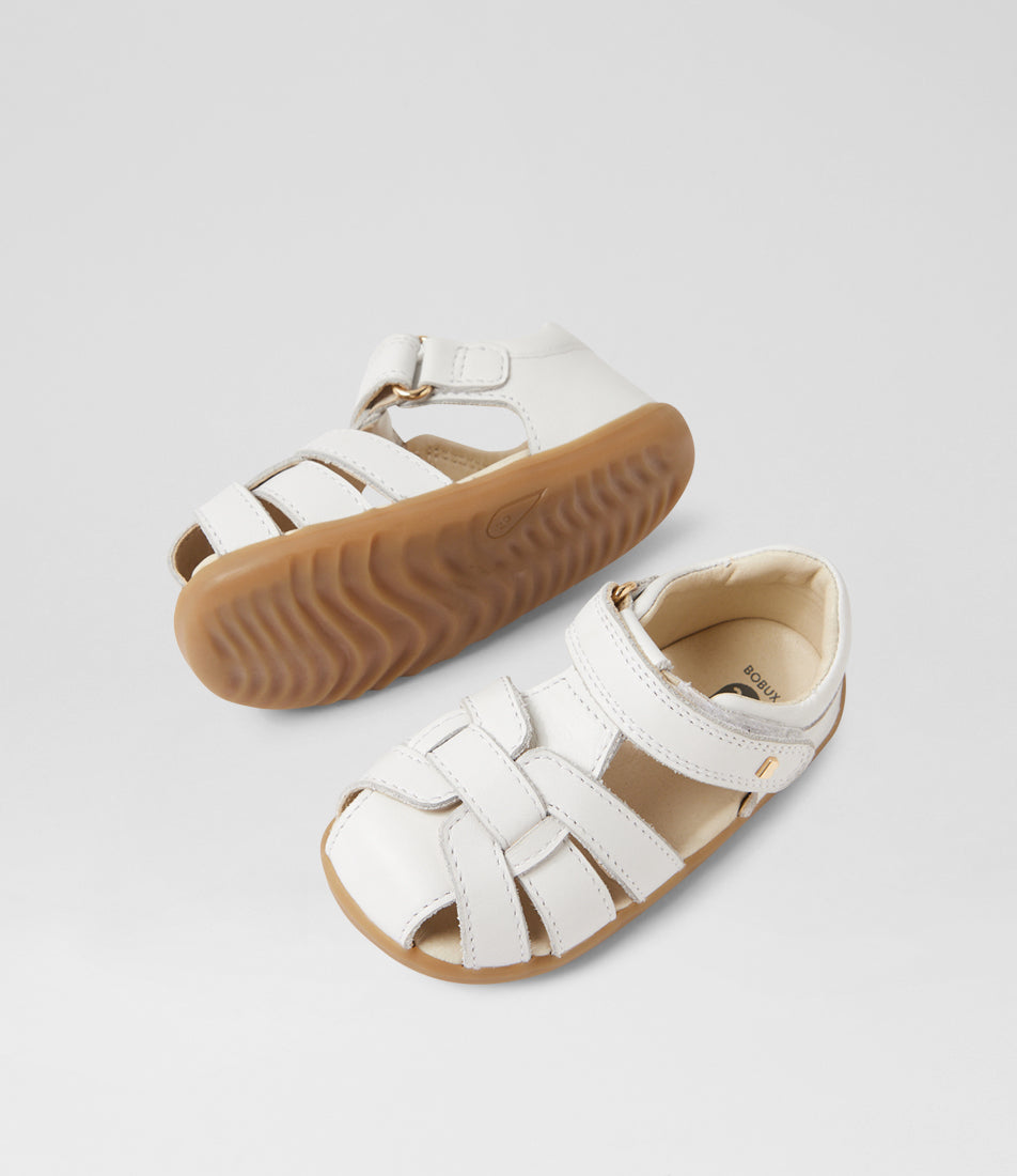Bobux Skip Twist Step Up Girls White Closed Toe Sandal